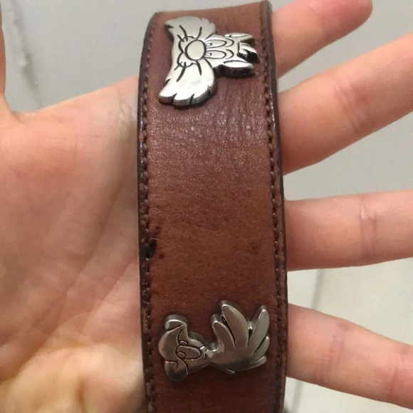 Vintage Warner Bros  Brown Leather Looney Tunes Characters Belt Taiwan 1993